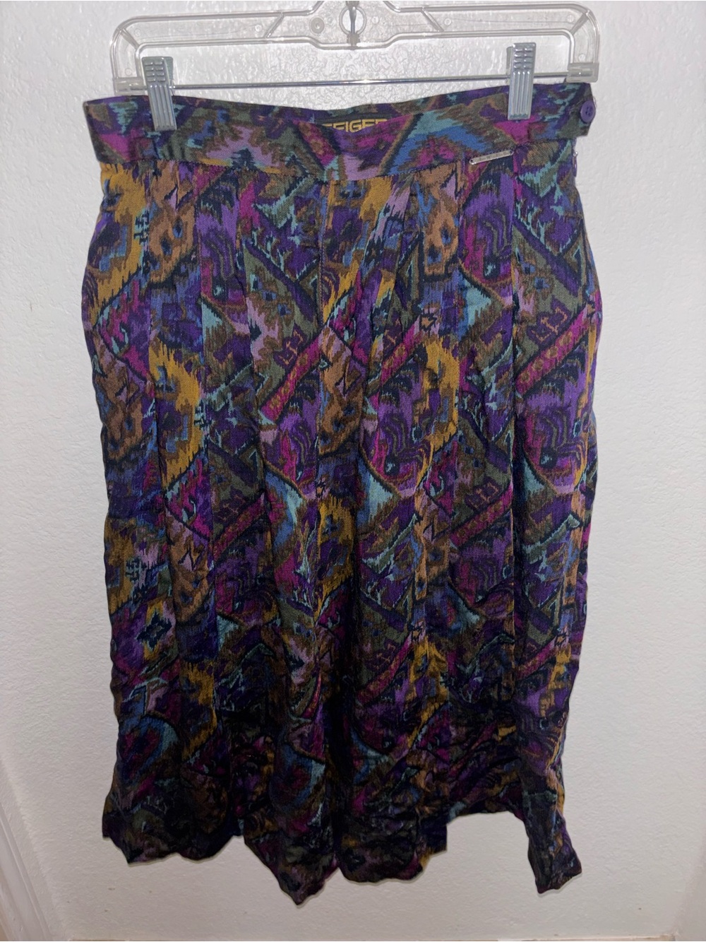 Vintage Geiger Multicolor Boho Patterned Women's 100% Wool Skirt